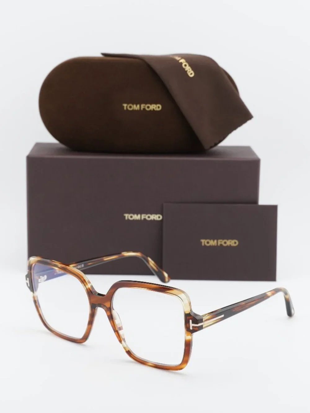 Tom Ford FT6063-B 055 Square Eyeglasses –  Coloured Havana 56mm
